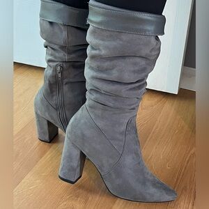 Charlotte Russe Over the knee faux suede stretchy boots Sz 8 women’s  Gray color